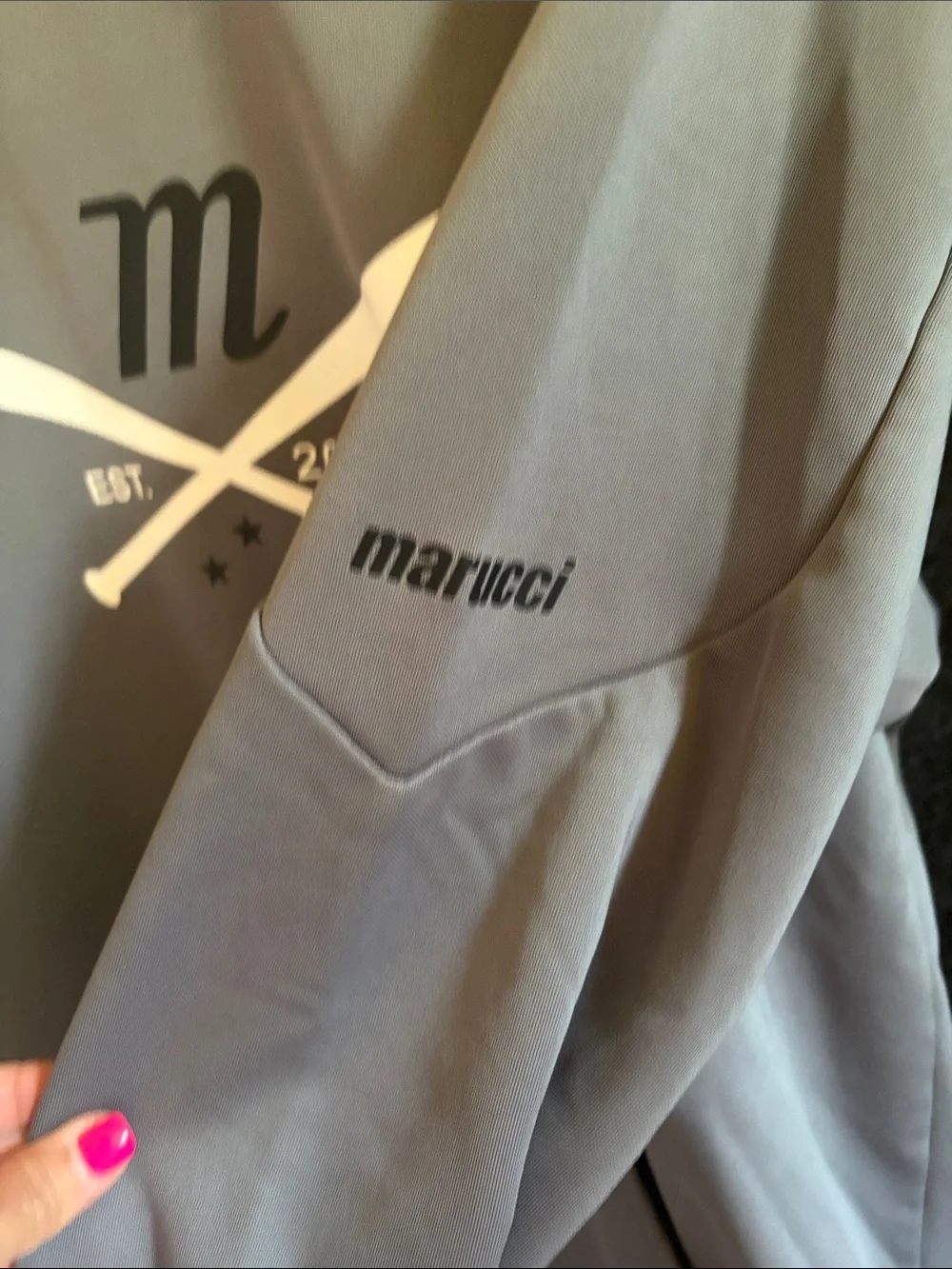 Marucci Men's Gray Pullover Hoodie with Crossed Bats Graphic MEDIUM - Picture 2 of 4